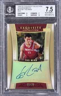 2004-05 UD "Exquisite Collection" Enshrinements Autographs (Red) #ENYM1 Yao Ming Signed Card (#11/25) – BGS NM+ 7.5/BGS 9